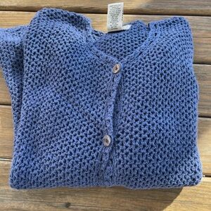 LL Bean Blue Open Weave Cardigan - M